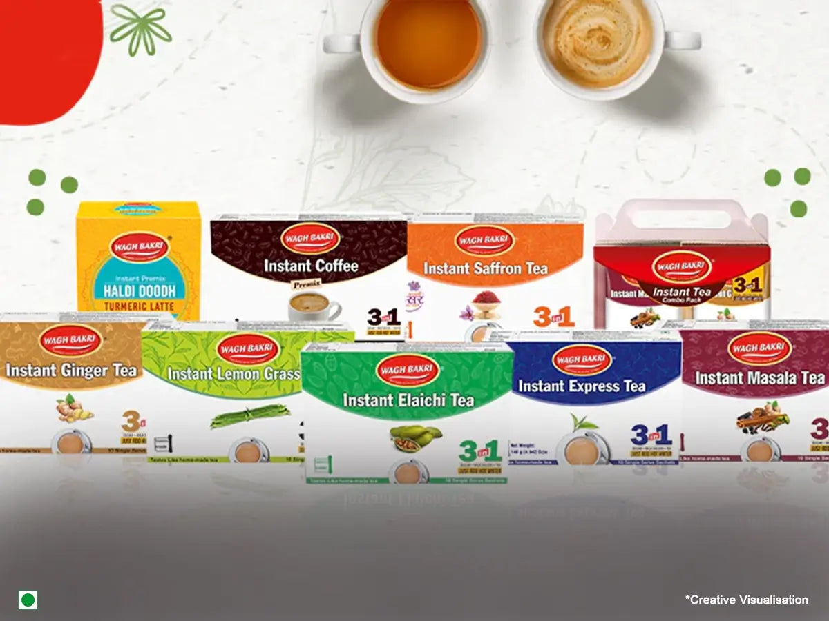  An image showcasing different types of instant tea premix packets