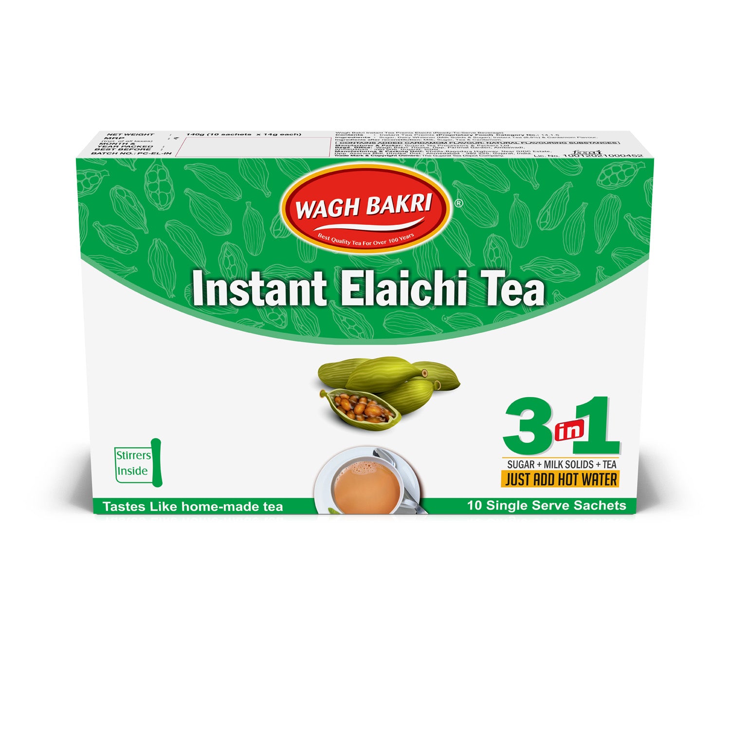 Buy Wagh Bakri Instant Tea - Masala Pack of 2 & Get Wagh Bakri Instant Tea Elaichi Free
