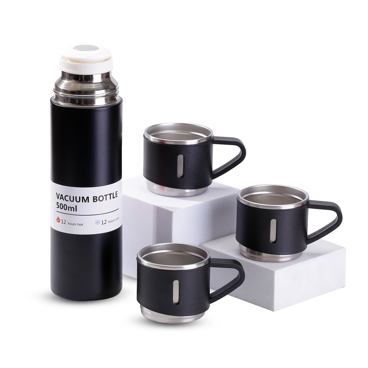 Vacuum Flask with 3 cups